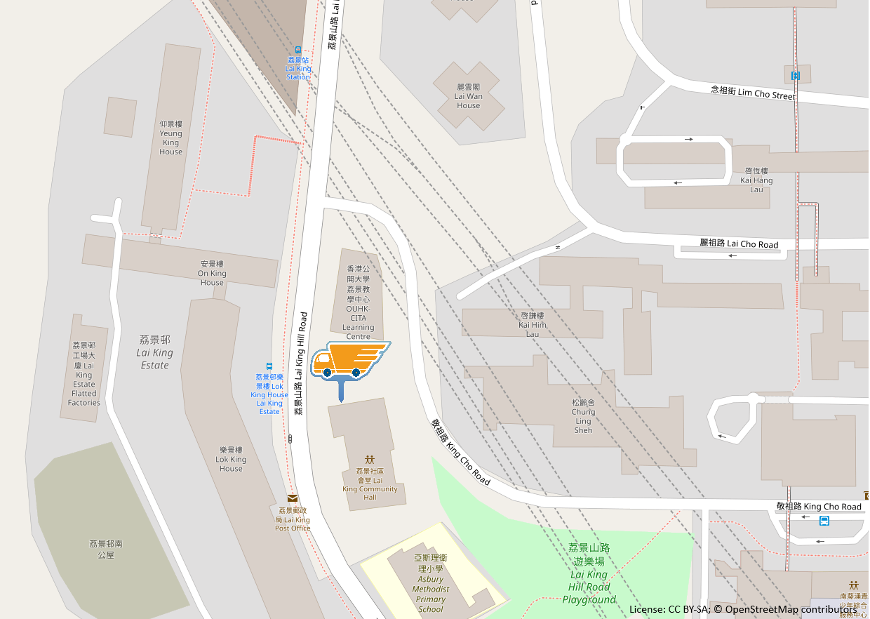 Map of Lai King Community Hall Service Point